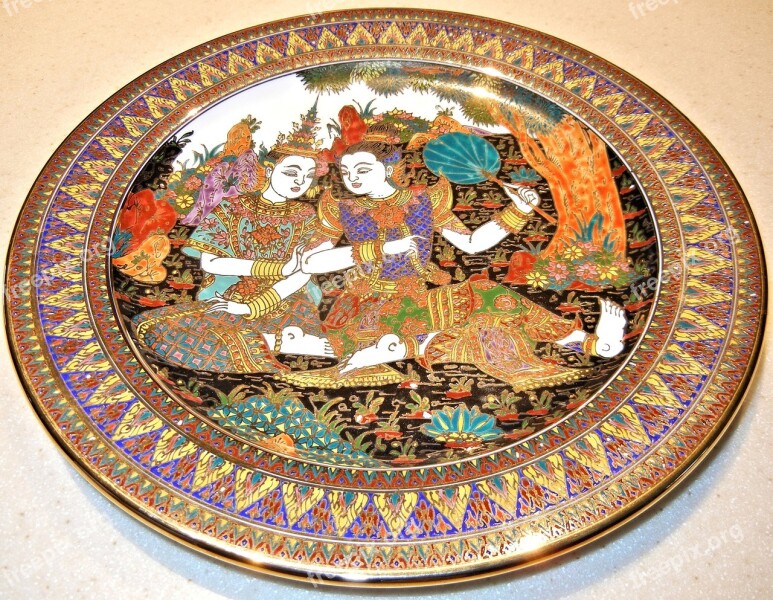 Plate Hand Painted Thailand Artistic Free Photos