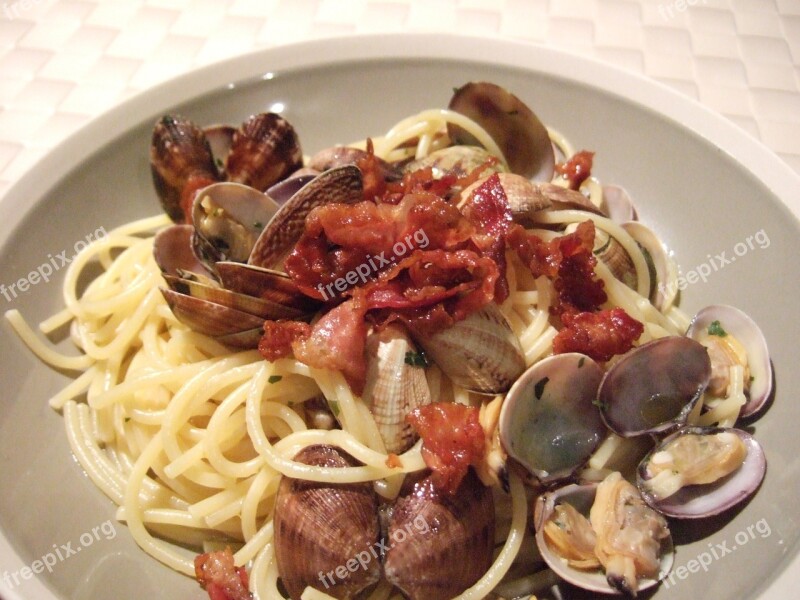 Spaghetti Clams Bacon Free Photos