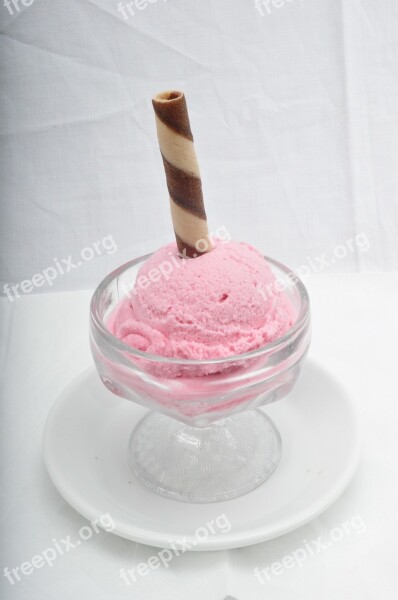 Ice Cream Dessert Strawberry Cream Ice