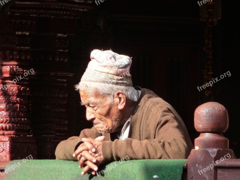 Old Man Nepal Kathmandu Peace Free Photos