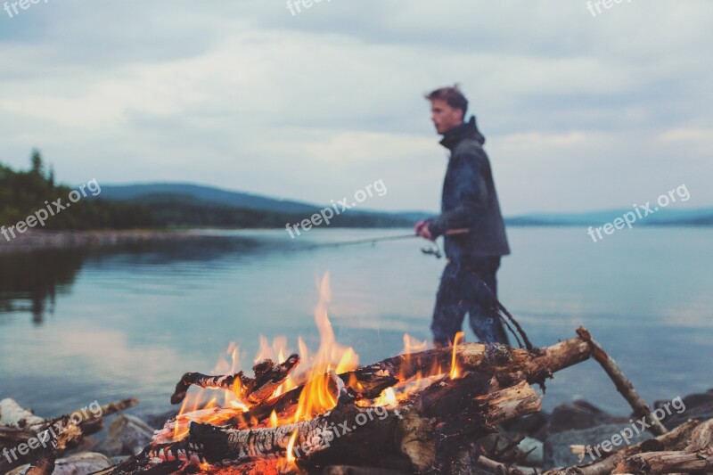 Bonfire Flames Camping Lumber Logs