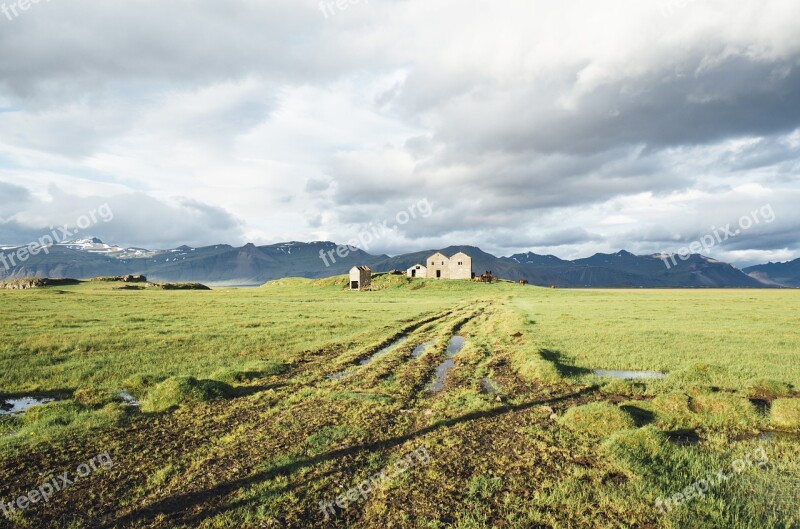 Iceland Farm Field Grass Country