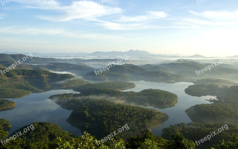 Dalat Vietnam Landscape Islands Water