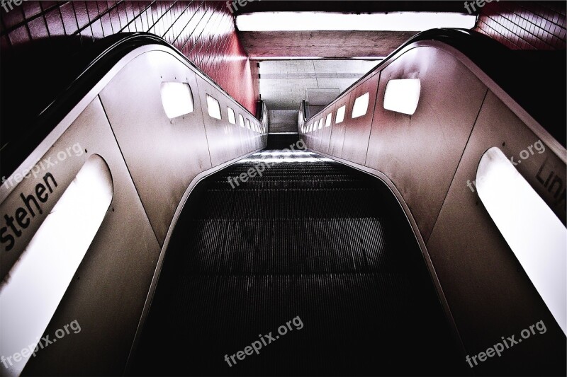 Escalator Subway Station Stairs Down Downstairs