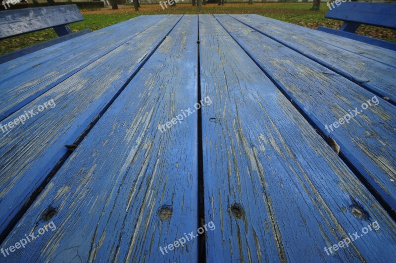 Blue Wood Table Old Cracked