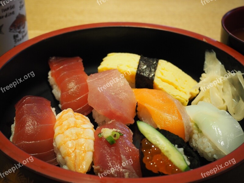 Sushi Egg Salmon Shrimp Tuna