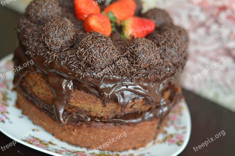 Cake Strawberry Brigadier Chocolate Free Photos