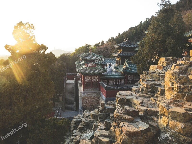 Summer Palace Beijing China Rocks Cliffs