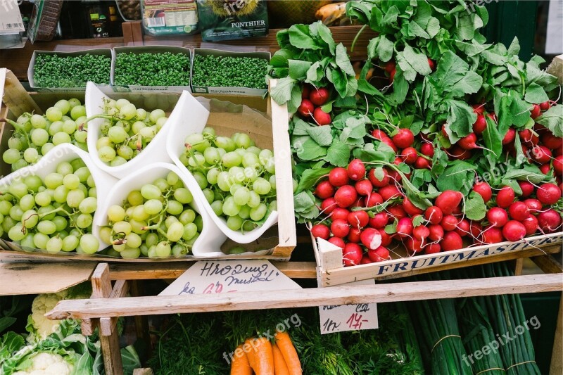 Fruits Vegetables Market Grapes Cauliflower