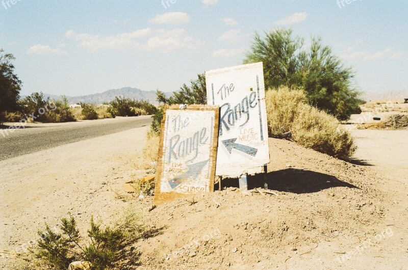 Range Signs Road Sand Sunny