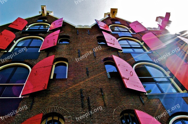 Shutters Windows Bricks Wall Building