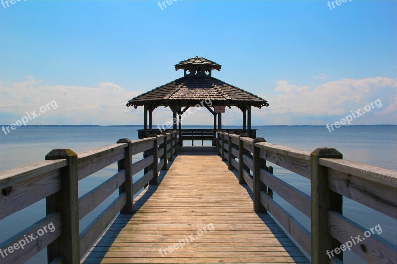 Pier Gazebo Ocean Sea Water