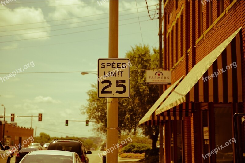 Speed Limit Street Traffic Lights City Urban