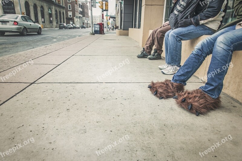 Sidewalk Street City People Jeans