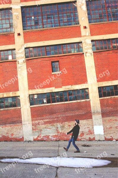 Guy Man Walking Sidewalk Pavement