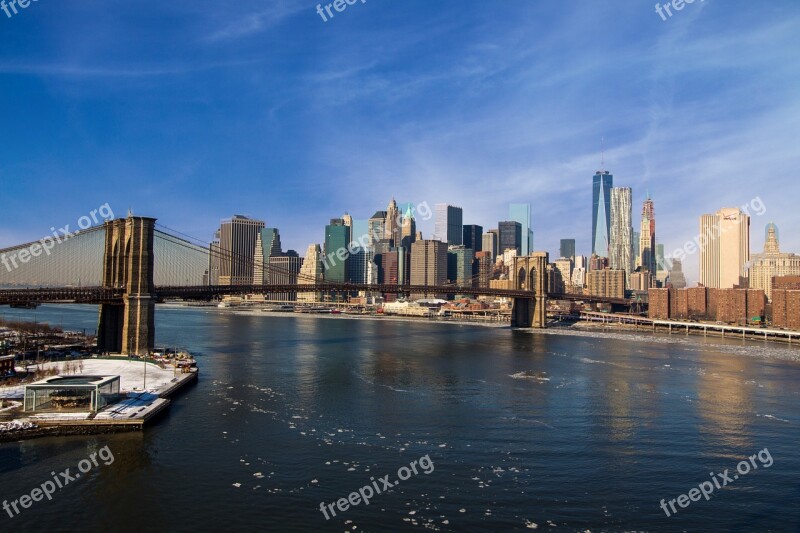 Brooklyn Bridge New York Suspension Bridge America Brooklyn