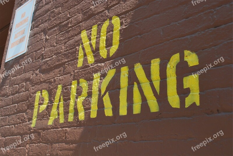 No Parking Sign Bricks Wall Free Photos