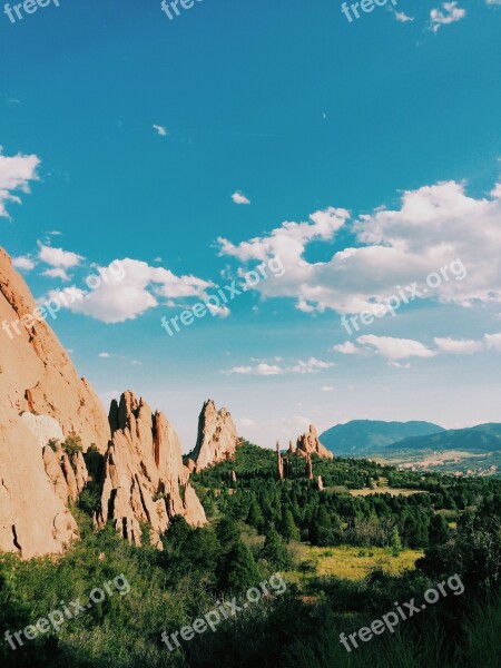 Landscape Mountains Rocks Hills Trees