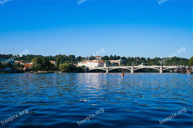 Water Bridge Trees Buildings Architecture