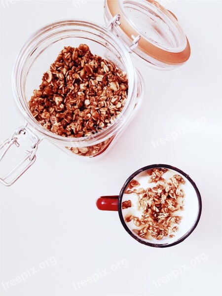 Granola Milk Breakfast Cereal Cup