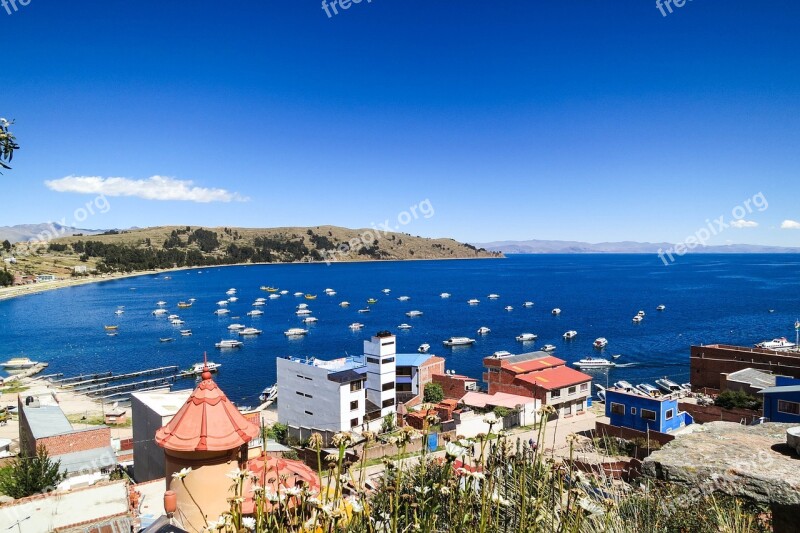 Lake Titicaca Copacabana Bolivia Water Boats