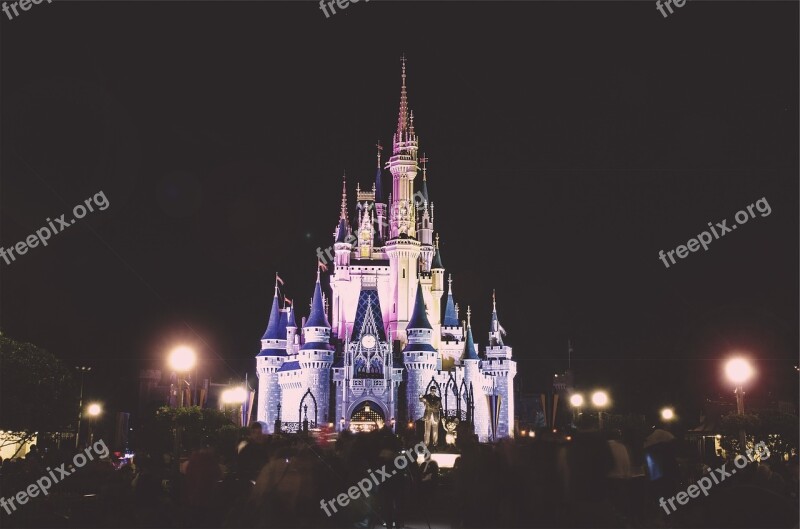 Disney Land Castle Night Dark Evening