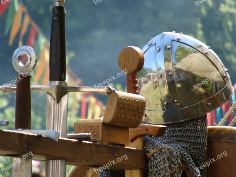 Knight Helm Middle Ages Sword Weapons