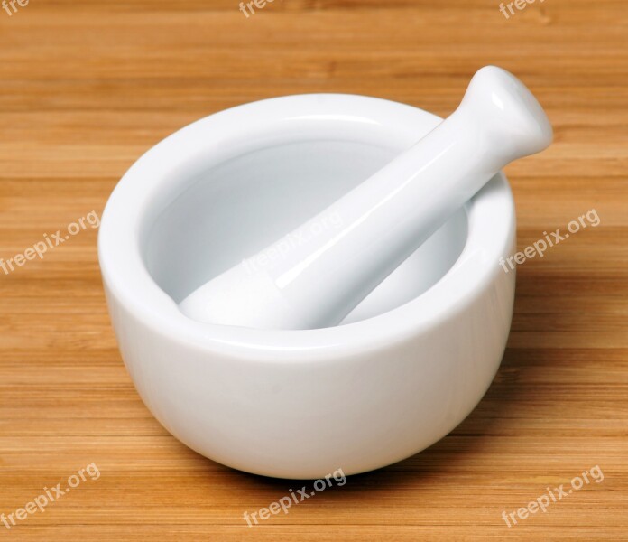 Mortar And Pestle Grinder White Tool Preparation