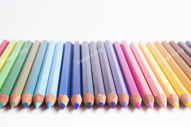 Pencils Colors Pastels Rainbow Drawing