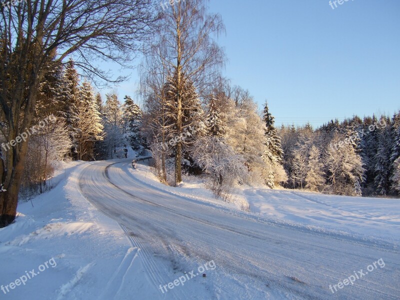 Norway Winter Snow Way The Nature Of The