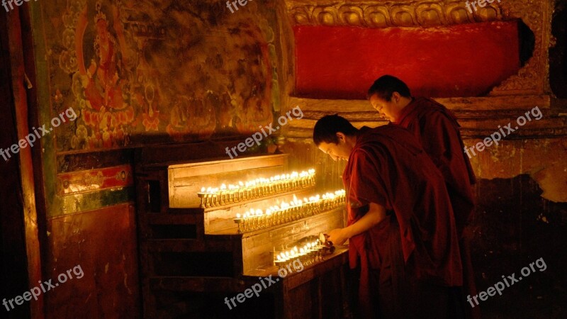 Monastery Monk Candle Prayer Free Photos