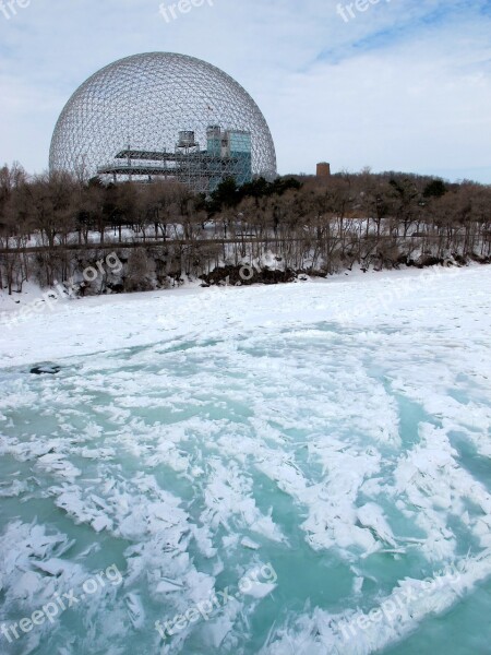 Biosphere Montreal Saint-laurent Frozen River Free Photos