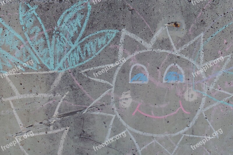 Chalk Chalk Picture Painting Sun Palm