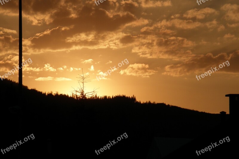 West Sun Clouds City Sky