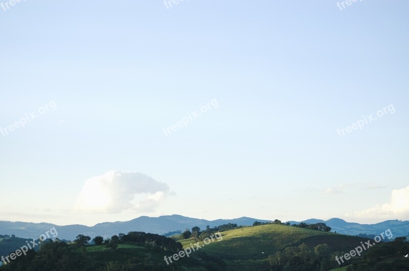 Grass Fields Hills Blue Sky