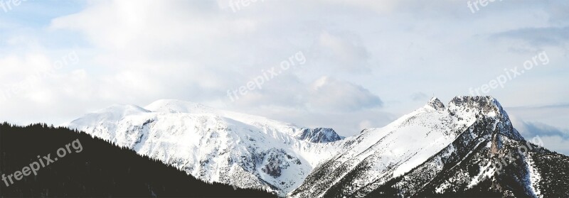 Sky Clouds Mountains Peaks Snow