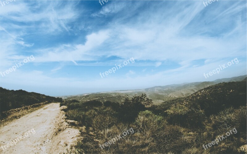 Blue Sky Clouds Country Road