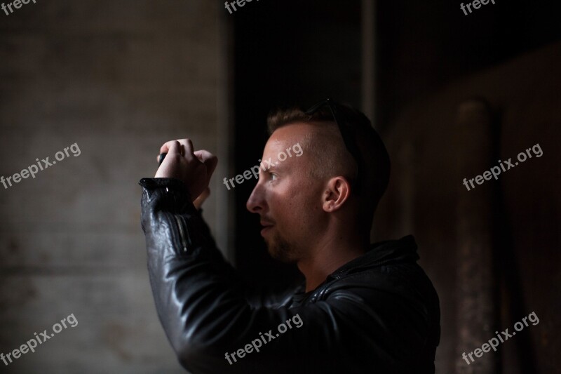 Man Guy Photographer Leather Jacket