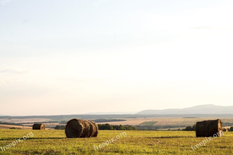 Hay Bales Farm Fields Country