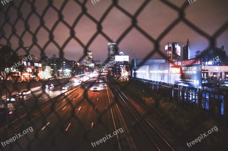 Overpass Highway Road Chainlink Fence