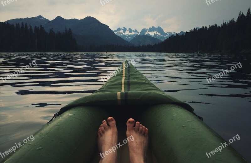 Landscape Lake Canoe Boat Feet