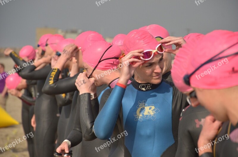 Race Competition Start Triathlon Swimmers