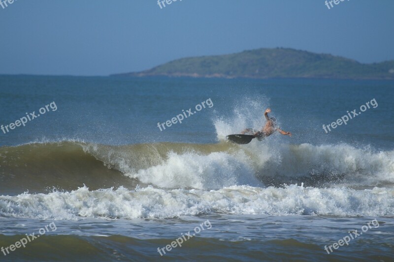 Surfing Surfer Surfboard Waves Splash