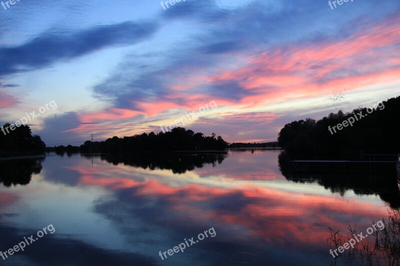 Sunset Havel Water Mirroring Abendstimmung