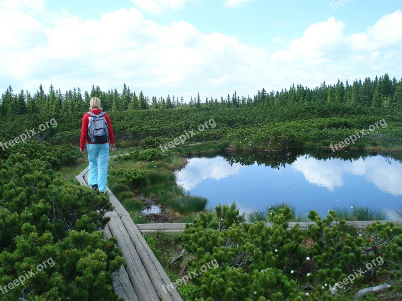 Woman Lake Nature Walking Walk