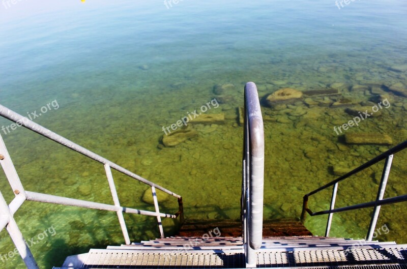 Lake Stairs Entry Metal Construction Water