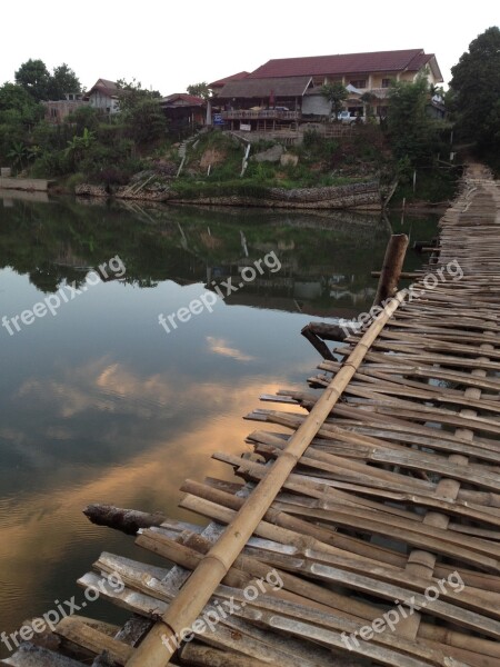 Laos Bridge Travel Asia River