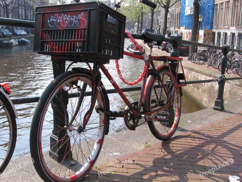 Bicycle Amsterdam Street Scene Canal Free Photos