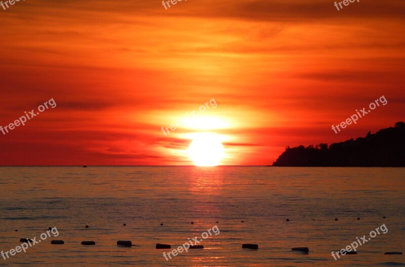 Sunset Beautifully Summer Sea Orange