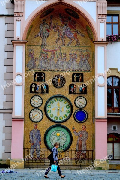 The Woman Walked Clock Tower Czech Central Europe Free Photos